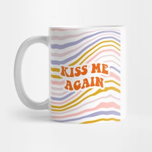 Kiss me again lettering. Vintage art-prints. Quote design. Mug